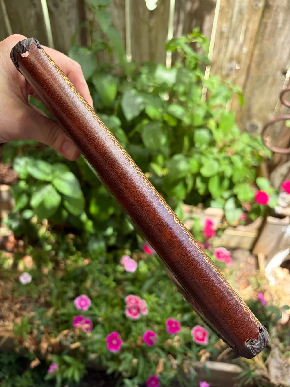 Embossed Brown Leather Journal with Classical Relief